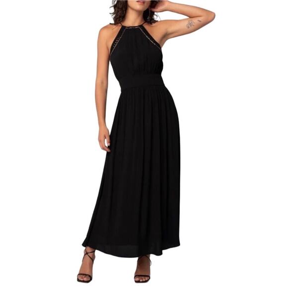 LOVESTITCH Beaded Maxi Dress Sz S Black Feminine Retro Boho Party Whimsycore NWT - Picture 1 of 12